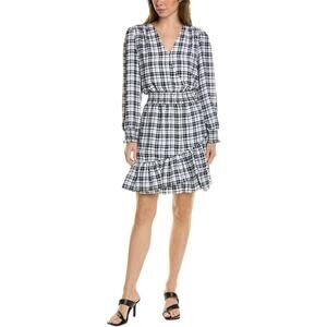 VINCE CAMUTO NEW $129 Long Sleeve Wrap Front Dress‎ Black White Plaid Small